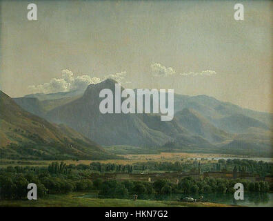 Jean-Joseph-Xavier Bidauld - Vue De La Ville d'Avezzano, au Bord du Lac de Celano, Royaume de Naples Stockfoto