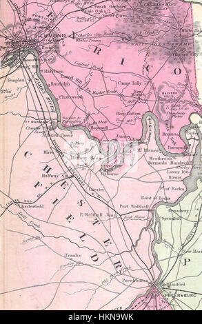 1862 Johnson Karte der Umgebung von Richmond und Halbinsel-Kampagne in Virginia - Geographicus - Richmond-j-62 Richmond und Petersburg Eisenbahn Stockfoto