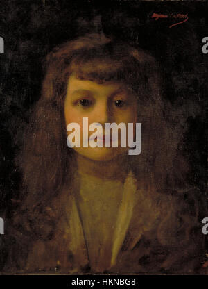 Ein Porträt von Benjamin-Constant mit dem Titel „Portrait de Jean Montfraix“, das feine Details zeigt, die die Meisterschaft des Künstlers in der Ölmalerei widerspiegeln. Dieses Werk ist ein Beispiel für historische Porträts aus dem späten 19. Jahrhundert. Stockfoto