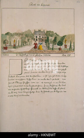 Ein Kunstwerk mit dem Titel Atlas Schoemaker-WESTFRIESLAND-DEEL1-103-Noord-Holland, Bos en Hoven zeigt eine historische Landschaft aus der Region Westfriesland in den Niederlanden. Das Stück fängt das Wesen des Landes ein und zeigt eine Mischung aus Natur, historischer Architektur und traditioneller niederländischer Kultur. Dieses Kunstwerk ist Teil einer größeren Sammlung, die das niederländische Erbe widerspiegelt. Stockfoto