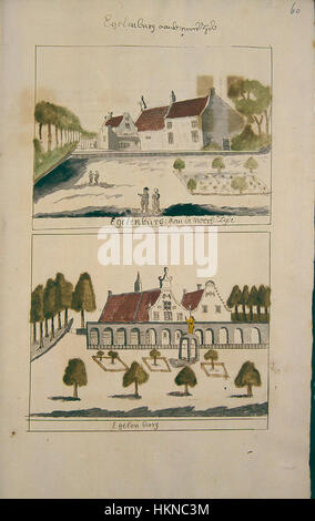 Dieses Kunstwerk mit dem Titel „Atlas Schoemaker“ aus Westfriesland bietet eine detaillierte Darstellung der Region Noord-Holland. Das Gemälde zeigt die Landschaft, Kultur und historische Bedeutung des Gebiets und betont seine natürliche Schönheit und regionale Identität. Stockfoto