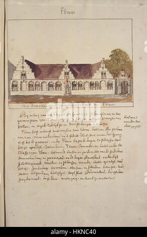*Atlas Schoemaker* stellt eine detaillierte Karte von Westfriesland aus dem 18. Jahrhundert dar, insbesondere die Gegend um Edam in Noord-Holland. Die Karte ist bekannt für ihre genaue geographische Darstellung dieses Teils der Niederlande während der 1700er Jahre Stockfoto