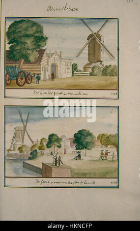 Diese Karte aus der Atlas Schoemaker-Serie zeigt die Region Westfriesland, insbesondere Noord-Holland und die Stadt Monnickendam. Es liefert eine genaue Darstellung der Geographie, Infrastruktur und Siedlungen der Region während des 17. Jahrhunderts. Stockfoto