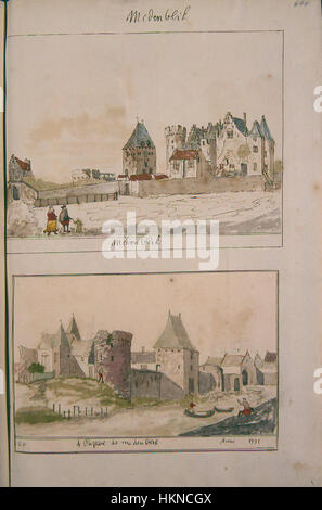 Atlas Schoemaker-WESTFRIESLAND-DEEL3-776 ist eine Illustration aus der historischen Region Westfriesland in Noord-Holland, Niederlande. Es zeigt die Stadt Medemblik und zeigt die Landschaften, Wasserstraßen und ländliche Architektur der Region. Diese Karte aus dem 17. Jahrhundert dient als wichtige Referenz für das Verständnis der Entwicklung der niederländischen Städte während dieser Zeit. Stockfoto