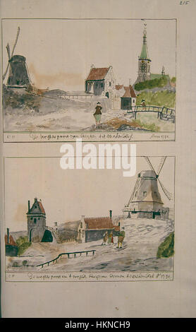 Dieses Kunstwerk von Atlas Schoemaker zeigt die westfriesländische Region Noord-Holland, insbesondere die Gegend um Medemblik. Das Stück fängt die ländliche Schönheit und die historische Bedeutung der Landschaft der Region ein. Stockfoto