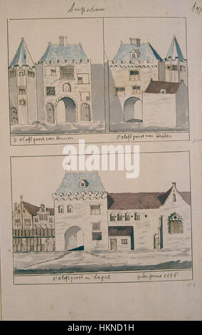 Diese Illustration von „Atlas Schoemaker“ bietet eine detaillierte Karte von Kastelen in Amsterdam, die die architektonischen Strukturen und die Landschaft der Gegend zeigt. Die Karte zeigt das Layout und die historische Bedeutung der Region. Stockfoto