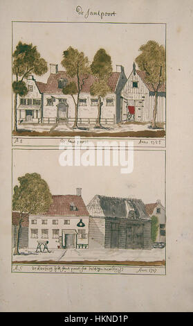 Ein detailliertes Landschaftsbild aus der Serie „Atlas Schoemaker“, das die Region Noord-Holland, insbesondere Santpoort, mit historischen und geografischen Merkmalen zeigt. Stockfoto