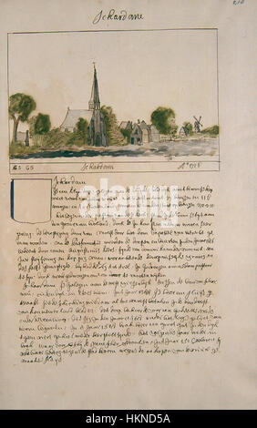 Diese von Atlas Schoemaker erstellte Karte zeigt die Region Schardam in Noord-Holland. Die detaillierte Kartographie zeigt die Landschaft und Merkmale der Gegend während des 18. Jahrhunderts. Stockfoto