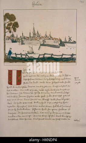 Diese Karte von Atlas Schoemaker aus dem Jahr 1696 zeigt die Region Zuid-Holland mit detaillierten Darstellungen der Landschaft und Siedlungen, die kartographische Genauigkeit und Kartierungstechniken aus dem 17. Jahrhundert zeigen. Stockfoto