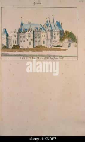 Diese Karte aus den 1700er Jahren des Atlas Schoemaker zeigt die Region Zuid-Holland mit Schwerpunkt auf Gouda. Es handelt sich um ein bedeutendes kartographisches Werk aus der Frühen Neuzeit. Stockfoto