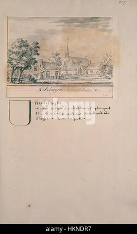 Diese historische Karte von Atlas Schoemaker aus dem Jahr 1731 zeigt die Region Zuid-Holland mit Schwerpunkt auf Hekelingen und genauen geografischen Details. Stockfoto