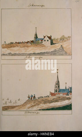 Diese Karte aus der Atlas Schoemaker-Sammlung zeigt die Region Zuid-Holland, einschließlich Scheveningen, und zeigt die geographischen Besonderheiten und die Stadtgestaltung des Gebiets in der Frühen Neuzeit. Stockfoto