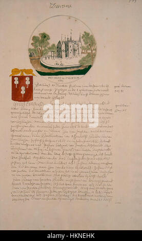 Diese Kartenabbildung aus der Serie *Atlas Schoemaker* stellt die Region Zuid-Holland dar, insbesondere das Gebiet Zwieten. Die kartographischen Details geben Einblicke in die Geographie und historische Entwicklung dieser niederländischen Region. Stockfoto