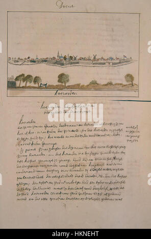 Dieses Kunstwerk von Atlas Schoemaker zeigt die ländliche Landschaft von Drenthe, insbesondere Coevorden, und erfasst die natürliche Schönheit der Region in historischen Details. Stockfoto