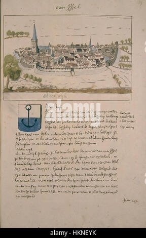 Der Atlas Schoemaker-Overijssel Deel 2 von 2880 zeigt eine detaillierte Karte der Region Overijssel in den Niederlanden. Dieser historische atlas bietet wertvolle Einblicke in die Geographie und Siedlungsmuster der Gegend im 19. Jahrhundert. Stockfoto