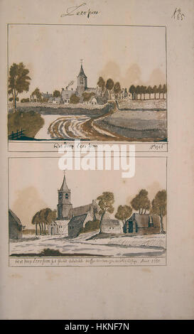 Diese Karte des Atlas Schoemaker zeigt die Regionen Utrecht und Leersum in den Niederlanden. Es bietet eine detaillierte Darstellung der geographischen Gegebenheiten und der städtischen Entwicklung im 17. Jahrhundert und zeigt ländliche und städtische Landschaften. Stockfoto