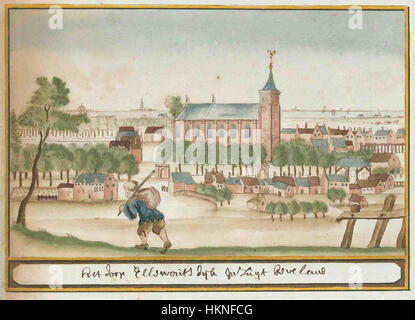 Diese von Atlas Schoemaker erstellte Karte zeigt Zeeland und Ellewoutsdijk und hebt das geografische Layout und die Besonderheiten der Region hervor. Sie bietet wertvolle historische Einblicke in die Gegend während der Zeit ihrer Entstehung. Stockfoto