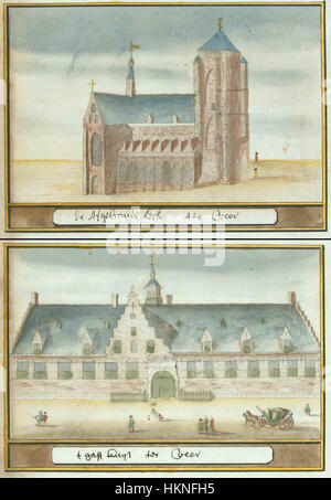Diese Karte von Atlas Schoemaker zeigt die Region Zeeland, einschließlich der Städte Veere. Die Karte ist ein wichtiges historisches Dokument, das das geografische Layout und die historischen Merkmale der niederländischen Provinz zeigt. Stockfoto