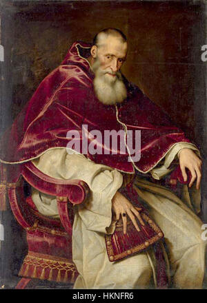 Alessandro Farnese (1468-1549), Papst Paul III. (1534-1549) von Scipione Pulzone nach Tizian Stockfoto