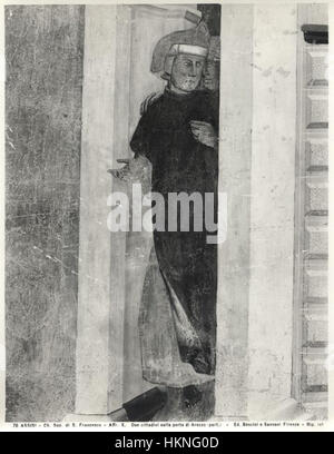 Das Gemälde „Cacciata dei Diavoli“ von Giotto zeigt die Vertreibung der Teufel. Es ist ein Meisterwerk der italienischen Gotik und unterstreicht Giottos innovative Nutzung von Raum, Farbe und emotionaler Tiefe in religiösen Themen. Stockfoto