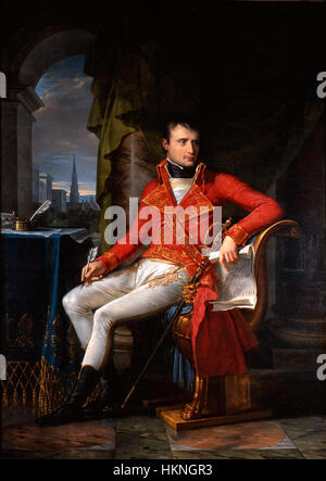 Das Gemälde „Meynier Bonaparte Premier Consul“ stellt Napoleon Bonaparte als ersten Konsul Frankreichs dar. Dieses Kunstwerk aus dem 19. Jahrhundert fängt seine Führung und imperiale Persönlichkeit ein und spiegelt die politische Ära seiner Herrschaft wider. Stockfoto