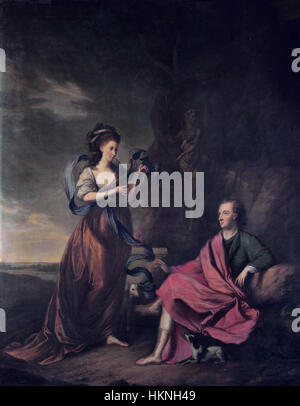 Dieses Porträt von Arthur Wolfe, 1. Viscount Kilwarden, und seiner Frau Anne, gemalt von Thomas Hickey, fängt die aristokratische Eleganz des späten 18. Jahrhunderts ein. Hickeys geschickte Darstellung des Paares spiegelt den Adel und den raffinierten Stil der Zeit wider und bietet Einblick in das Leben der irischen Elite. Stockfoto