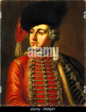 Dieses Gemälde zeigt David Garrick als Tancred in dem Stück Tancred and Sigismuna von James Thomson. Garrick, ein prominenter Schauspieler aus dem 18. Jahrhundert, wird in seiner Figur gezeigt und zeigt sein dramatisches Talent und den theatralischen Stil dieser Zeit. Stockfoto