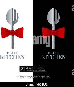 Restaurant-Logo-Design mit Gabel und Löffel Ihres corporate Designs. Isolierte Vektor Icon. Stock Vektor