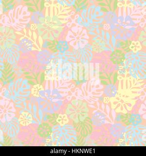 Sommer exotische Blumen tropischer Palmen, Bananenblättern im blauen Stil. Muster-Vektor nahtlos auf rosa Hintergrund. Pflanze Blume Natur wallpaper Stock Vektor