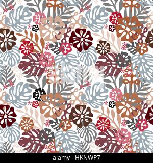 Hawaiianische Muster klassische flache stilvoll. Retro Blumen Hibiskus. Vektor-illustration Stock Vektor