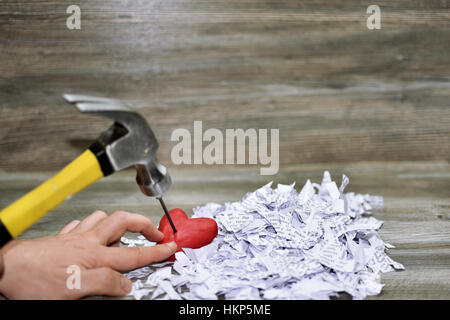 Abstraktion des gebrochenen Herzens. Stockfoto