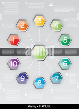 Infografik mit zehn Optionen zu entwerfen. Vektor-Illustration. Stock Vektor