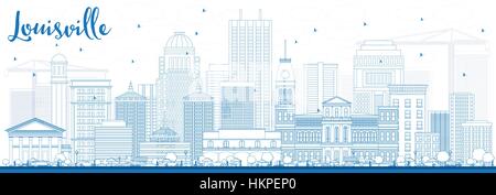 Umriss Louisville Skyline mit blauen Gebäude. Vektor-Illustration. Geschäftsreisen und Tourismus-Konzept mit moderner Architektur. Stock Vektor