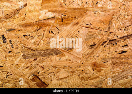 Nahaufnahme der OSB-Spanplatten. Hintergrund, Hintergrund. Stockfoto