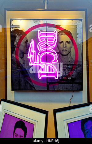 David Bowie Neon Spiegel Licht Kunstwerk Newcastle Stockfoto