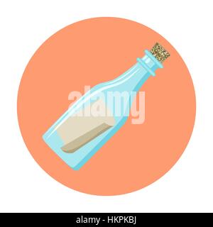 Vektor-Illustration eine Flaschenpost, vom Hintergrund isoliert. Stock Vektor