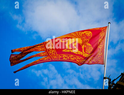 Flagge mit dem Löwen des Heiligen Markus. Venedig, Italien. Stockfoto