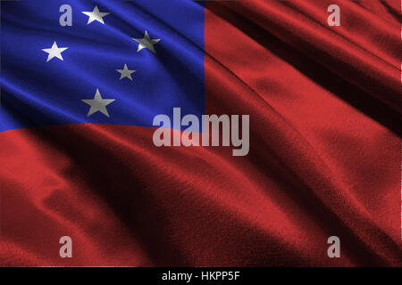 Samoa-Flag, unabhängigen Staates Samoa Flaggensymbol 3D-Illustration Stockfoto