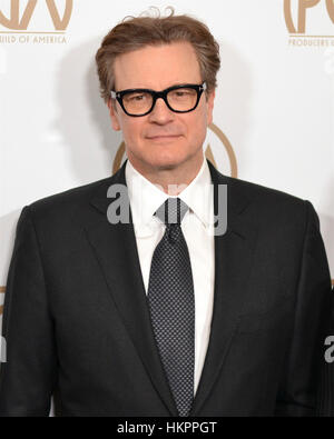 Colin Firth kommt bei der 28. Annual Hersteller Guild Awards im The Beverly Hilton Hotel in Beverly Hills, Kalifornien im 28. Januar 2017. Stockfoto