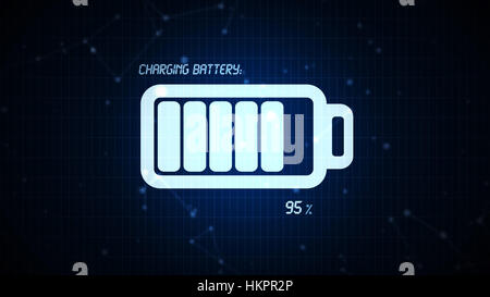 Batterieladung Symbol Abbildung, wiederaufladbare Energie für mobile Elektronik-Geräte-Konzept Stockfoto