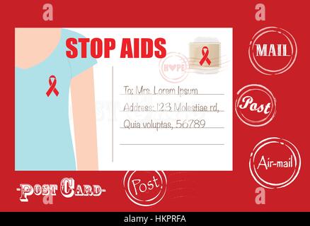 AIDS Awareness Karten Design, Frauen tragen Bänder zum Welt-Aids-Tag. Vektor-Illustration. Stock Vektor