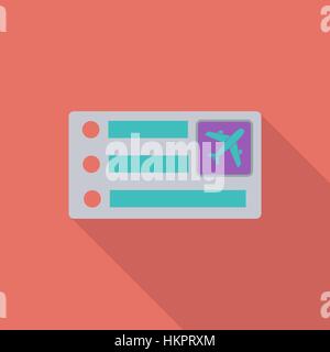 Air Ticket-Symbol. Flache Vektor zugehörige Symbol mit langen Schatten für Web und mobile Anwendungen. Es ist einsetzbar als - Logo, Symbol, Piktogramm, Infografik Ele Stock Vektor