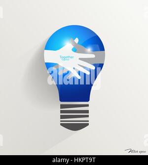 Glühbirne mit Handshake Logo Vorlage, Vektor-illustration Stock Vektor