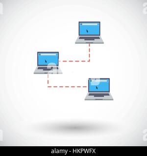 Computer-Netzwerk. Einzelne flache Symbol auf weißem Hintergrund. Vektor-Illustration. Stock Vektor