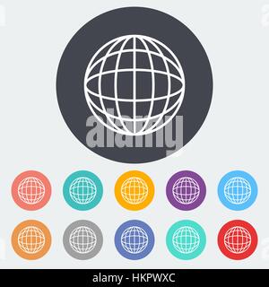 Einfache Weltkugel. Einzelne flache Symbol auf den Kreis. Vektor-Illustration. Stock Vektor