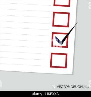 Eine Checkliste mit roten und schwarzen Marker Kästchen markiert. Konzept-Vektor-illustration Stock Vektor