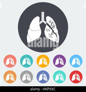 Lungen in schwarz und weiß. Einzelne flache Symbol auf den Kreis. Vektor-Illustration. Stock Vektor
