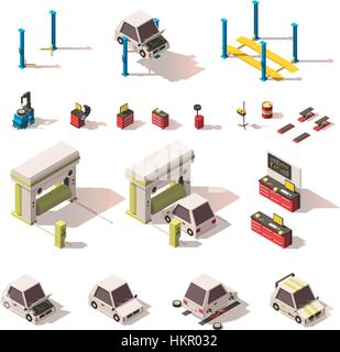 Vektor isometrische Auto Service Unterhaltungsausstattung Stock Vektor