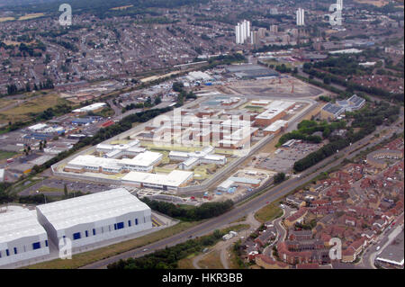 Eine Luftaufnahme der Kategorie "Belmarsh hoher Sicherheit" ein Gefängnis in Thames met South East London. Stockfoto