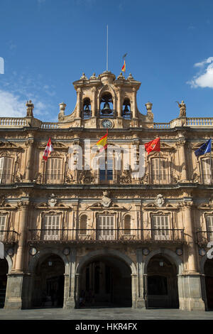 Rathaus, Plaza Mayor, Salamanca, UNESCO World Heritage Site, Spanien Stockfoto